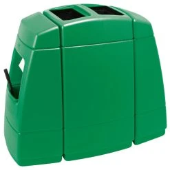 Commercial Zone 75823699 Islander Haven (2) 55 Gallon Green Rectangular Open Top Waste Container With 2 Paper Towel Dispensers, 2 Squeegees, And 2 Windshield Wash Stations