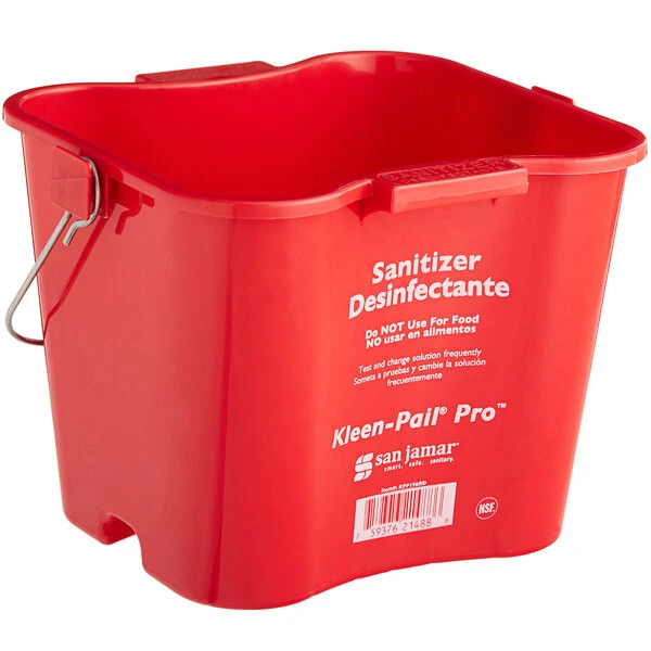 San Jamar KPP196RD 6 Qt. Red Sanitizing Kleen-Pail Pro Bucket 5 San Jamar KPP196RD 6 Qt. Red Sanitizing Kleen-Pail Pro Bucket - Image 3