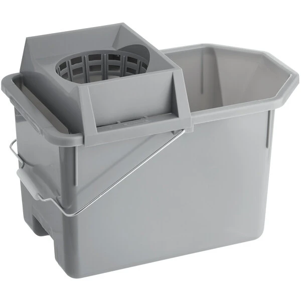 Rubbermaid FG619400STL 15 Qt. Gray Pail And Mop Strainer Combo 4 Rubbermaid FG619400STL 15 Qt. Gray Pail And Mop Strainer Combo - Image 2