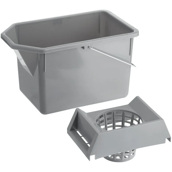 Rubbermaid FG619400STL 15 Qt. Gray Pail And Mop Strainer Combo 5 Rubbermaid FG619400STL 15 Qt. Gray Pail And Mop Strainer Combo - Image 3