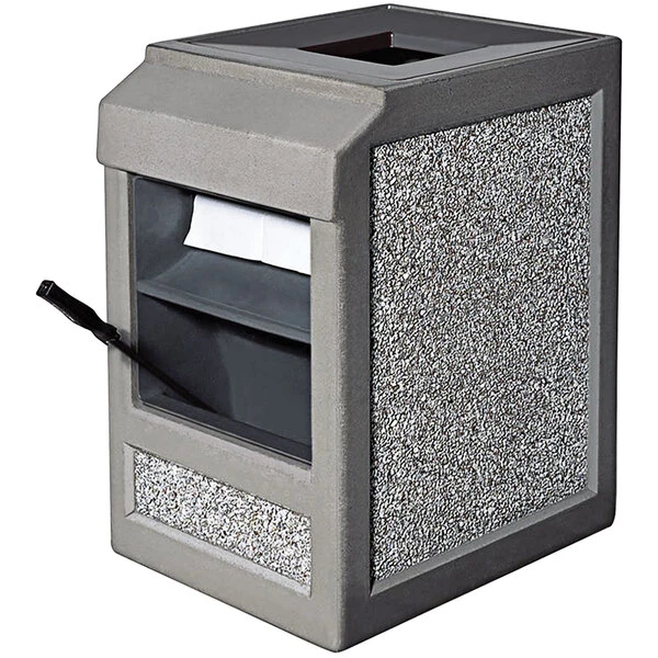 Wausau Tile Inc Wausau Tile TF1241 Auto Attendant 22 Gallon Concrete Square Trash Receptacle With Single Windshield Washing Station 2 Wausau Tile Inc Wausau Tile TF1241 Auto Attendant 22 Gallon Concrete Square Trash Receptacle With Single Windshield Washing Station