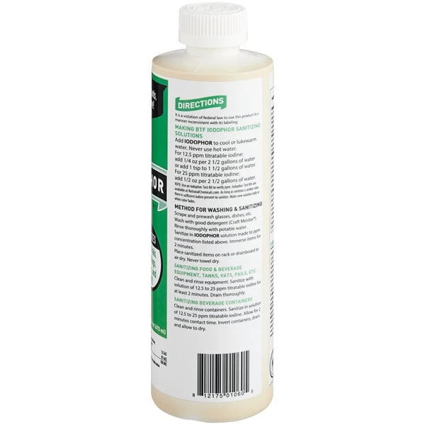 National Chemicals Inc. 11001 BTF Iodophor Brewery Equipment Sanitizer 16 Oz. - 6/Case 4 National Chemicals Inc. 11001 BTF Iodophor Brewery Equipment Sanitizer 16 Oz. - 6/Case - Image 2