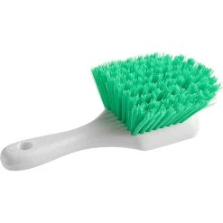 Lavex Janitorial 8" Green Polyester Floating Utility / Pot Scrub Brush