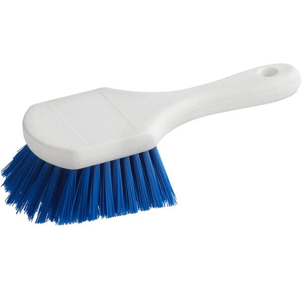 Lavex Janitorial 8" Blue Polyester Floating Utility / Pot Scrub Brush 4 Lavex Janitorial 8" Blue Polyester Floating Utility / Pot Scrub Brush - Image 2