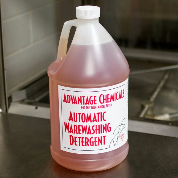 Advantage Chemicals 1 Gallon / 128 Oz. Liquid Dish Washing Machine Detergent - 4/Case 3 Advantage Chemicals 1 Gallon / 128 Oz. Liquid Dish Washing Machine Detergent - 4/Case
