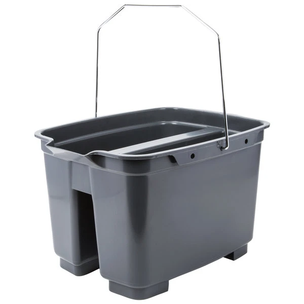 Lavex Janitorial 19.5 Qt. Gray Divided Plastic Bucket / Caddy 4 Lavex Janitorial 19.5 Qt. Gray Divided Plastic Bucket / Caddy - Image 2