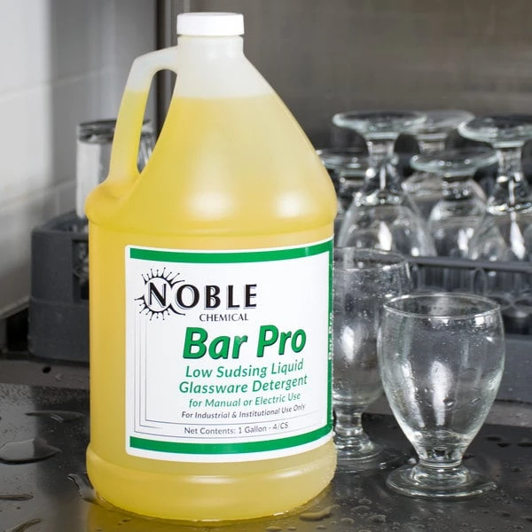 Noble Chemical Bar Pro 1 Gallon / 128 Oz. Low Sudsing Manual Glass Washer Detergent - 4/Case 3 Noble Chemical Bar Pro 1 Gallon / 128 Oz. Low Sudsing Manual Glass Washer Detergent - 4/Case