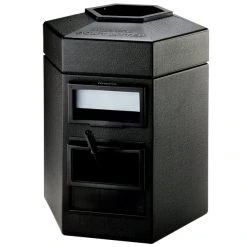 Commercial Zone 755201 35 Gallon Islander Series Black Cayman Hexagonal Waste Container With Paper Towel Dispenser, Squeegee, And Windshield Wash Station