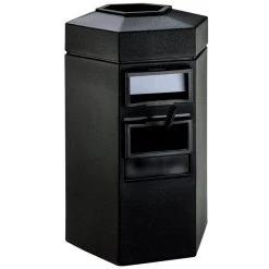 Commercial Zone 755301 45 Gallon Islander Series Black Bermuda 1 Hexagonal Waste Container With Paper Towel Dispenser, Squeegee, And Windshield Wash Station