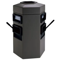 Commercial Zone 755424 35 Gallon Islander Series Gray Bermuda 2 Hexagonal Waste Container With 2 Paper Towel Dispensers And 2 Windshield Wash Stations