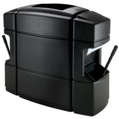Commercial Zone 758701 40 Gallon Islander Series Waste 'N Wipe Black Rectangular Waste Container With 2 Paper Towel Dispensers, 2 Squeegees, And 2 Windshield Wash Stations